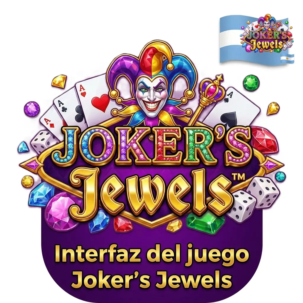 Interfaz del juego Joker's Jewels con carretes coloridos, botones de apuesta y giro, optimizada para móvil y PC